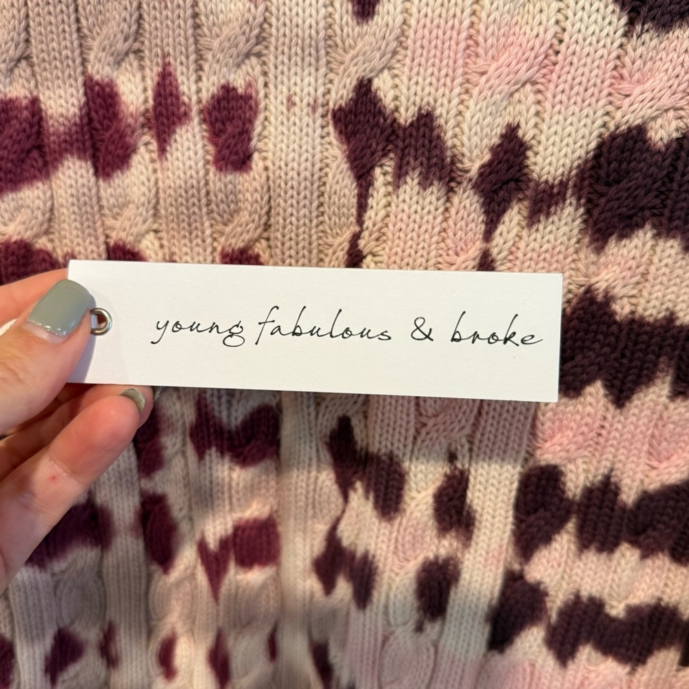 Young Fabulous & Broke Pink and Plum Tie-Dye Knit Cardigan - Picture 6 of 6